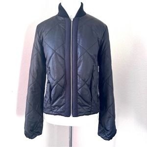 Classic Black Quilted Bomber Jacket